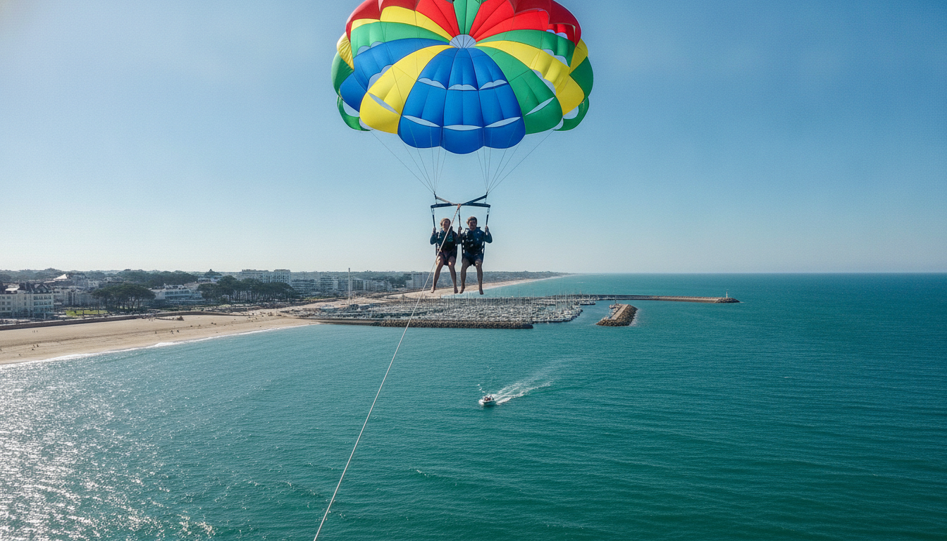 découvrez le parachute ascensionnel à la baule et laissez-vous emporter par des sensations marines uniques. vivez une aventure inoubliable au-dessus de l'océan atlantique dans un cadre idyllique.